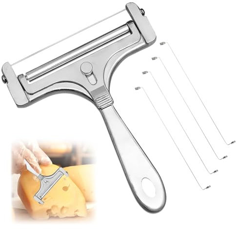 DGUSO Coupe Fromage Trancheur Manuel à Fromage, RéGlable Coupe Fromage Professionnel pour Fromage et Beurre avec 4 Pcs Fil a Couper Fromage