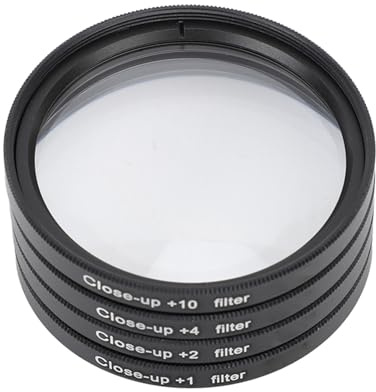 4 in 1 Close Up Filter Kit, 1 +1 +2 +4 +10 Macro Lens Filter Optical Glass Close Up Lens Filter Kit with Storage Pouch for DSLR Camera (62mm)