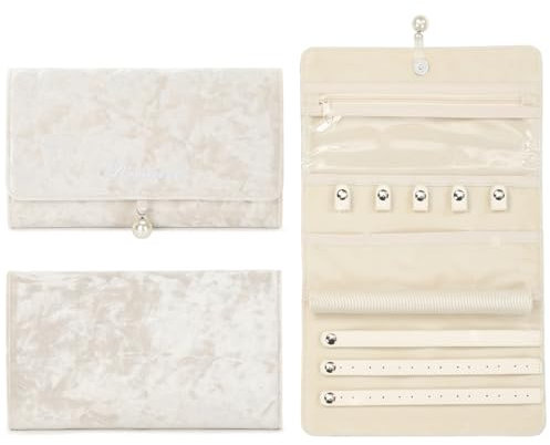 VanFn Schmuckrollen, Reise-Schmuck-Organizer-Rolle, faltbarer Schmuckkoffer, Damen-Schmuck-Aufbewahrungstasche für Reise, Ringe, Halsketten, Ohrringe, Armbänder, Uhren, Broschen