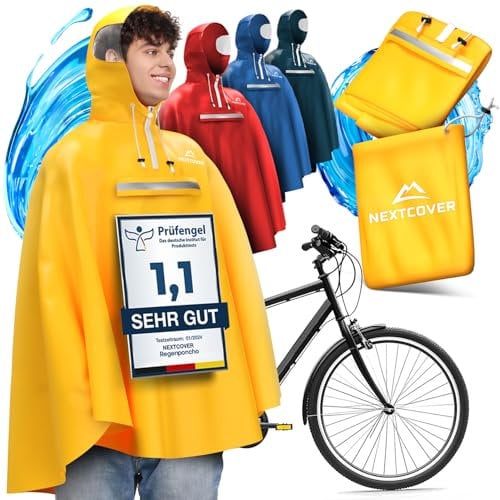 NEXTCOVER® NEU Regenponcho Fahrrad für Damen & Herren - mit [AquaShield 2.0] Technologie I Regenponcho Wandern, Fahrrad-Regencape, Angel Poncho, Regenponcho Herren, Regencape Damen wasserdicht Fahrrad