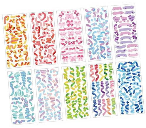 Vaguelly 10blätter Selbstklebende Bunte Band Aufkleber Scrapbook Sticker Für Kreative Projekte Geeignet Für Kalender Notizen Und Material Hohe Haftkraft Vielseitig Einsetzbar