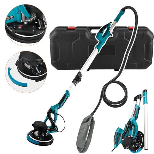 QIeAny Electric Sander for Walls(Foldable), Sander for Walls, Built-in Vacuum Cleaner, Suspended Grinding (3-5MM) 5 Variable Speeds, Includes 6/50/100 Sanding Discs,B