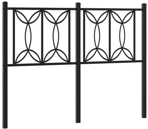 vidaXL Kopfteil, Bettkopfteil aus Stahl Metallkonstruktion, Betthaupt für Bett Metallbett Doppelbett, Bettzubehör Schlafzimmer, Metall Schwarz 120cm