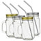CRILSTYLEO 4piezas Frascos De Vidrio Transparentes Con Asa y Tapa De Jarras Con Pajita Para Bebidas Para Leche y Agua
