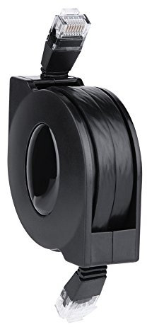 Tixiyu Cable de Red Retráctil 1 Pieza Nuevo 1 M/2 M Cable de Red Lan Retráctil Ajustable CAT6 RJ45 Negro (2m)