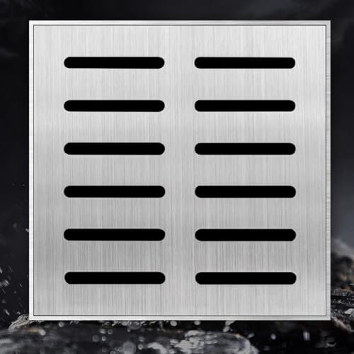 Grille de drainage extérieure carrée pour cour, jardin, terrasse, garage, kit carré en acier inoxydable 304 (30 x 30 x 2 cm)