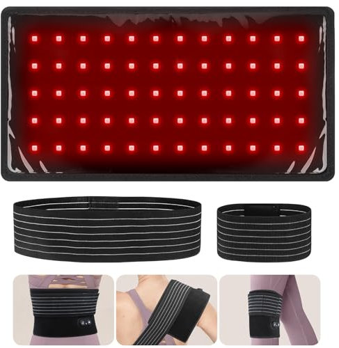 NICEUS Tragbarer kabelloser Rotlicht-Therapiegürtel mit Infrarot-Heizung für den Körper – ideal für Rücken, Schulter, Taille, Knie und Beine; wiederaufladbar und bequem zu Hause oder unterwegs