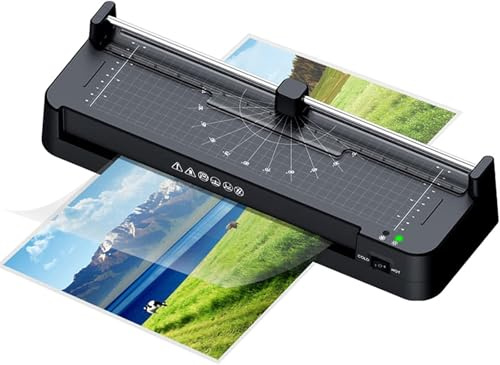 Laminiergerät, persönliches 3-in-1-Desktop-Laminiergerät, A3-Thermo-Laminiergerät, integrierter Papierschneider, Locher und Eckenrunder mit 10 Folienblättern, for Zuhause, Büro, Schule (320 mm/min) ﻿