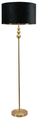 ValueLights | Marissa Brushed Gold Floor Lamp with Black Velvet & Gold Inner Shade & Warm White Bulb | Floor Lamps, Home Décor & Improvement Essential