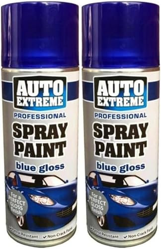 MIXEL Blue Gloss Spray Paint, Easy To Apply, Long-Lasting, Perfect For DIY Projects, Home Décor, Crafts, Wood, Metal, Plastic, Ideal For Indoor And Outdoor Use, 400ml, (2 Pcs)