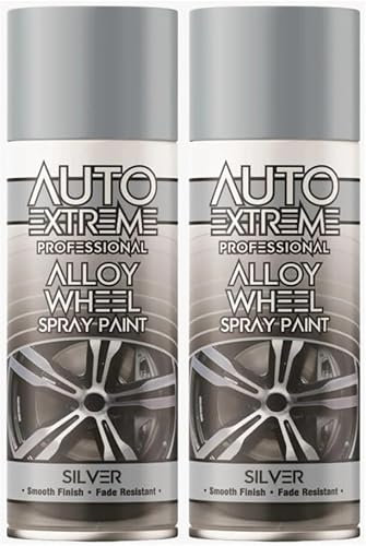 MIXEL Silver Alloy Wheel Spray Paint, Quick-Drying Formula, Long-Lasting Protection, DIY Enthusiasts, Easy-To-Apply, Ideal For Restoring Or Refinishing Alloy Wheels, 400ml, (2 Pcs)