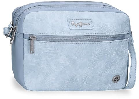 Pepe Jeans Jana Umhängetasche mit zwei Fächern, Blau, 24 x 16 x 9 cm, Polyester, mit Details aus Kunstleder von Joumma Bags, blau, Talla única, Umhängetasche mit zwei Fächern