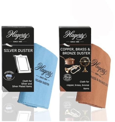 Hagerty Copper, Brass & Bronze Duster with Silver Duster Cloth for Clean Decorative Items, Personal Use, Protects Jewellery