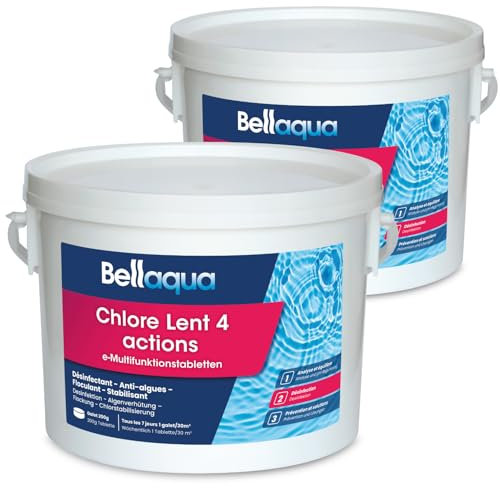 Bellaqua e-Chlor-Multitabs Pool - 2 x 3kg - 200g Chlortabletten für Pool - Desinfektion, Algenverhütung, Flockung, Chlorstabilisierung