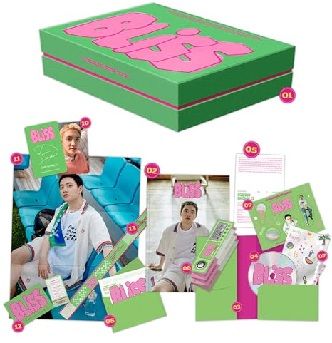 EXO D.O. - The 1st Full Album [BLISS] (ALONG Ver.) Outbox + Photobook + Paper Sleeve + CD-R + Lyric card + Tattoo Sticker + Folded Poster + 2 Extra Photocards