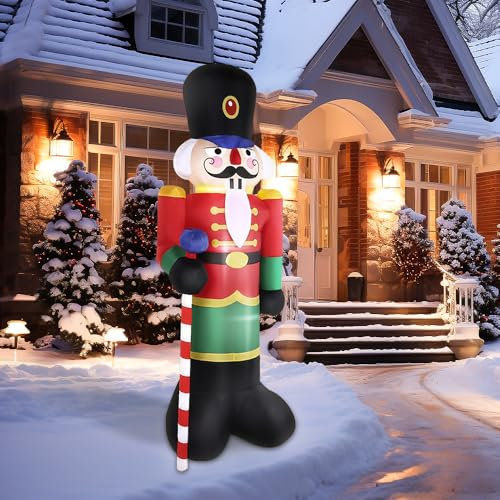 Willonin 180 cm Papá Noel inflable - Decoración de cascanueces inflable con decoración de escena de soldado LED