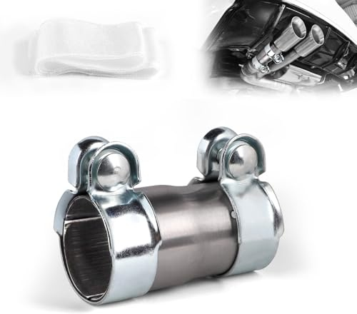 LALAGO Connecteur de Tuyau Collier D'échappement, Réducteur Bande Tuyau D'échappement, Acier Inoxydable Collier de Serrage, Double D'échappement Manchon Raccord (Ø45 mm à Ø51 mm)