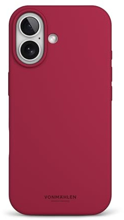 VONMÄHLEN Soft Silicone Case - Silikonhülle aus recycelten Materialien, kompatibel mit iPhone und MagSafe, Handyhülle mit Kamera-Displayschutz - iPhone 17 - Dark red