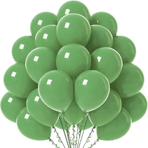 Gleemix 20 Stück Luftballons Salbeigrün Set, 10 Zoll Grüne Luftballons | Matt Luftballons Grün, Grüne Ballons für Geburtstag und Party Deko
