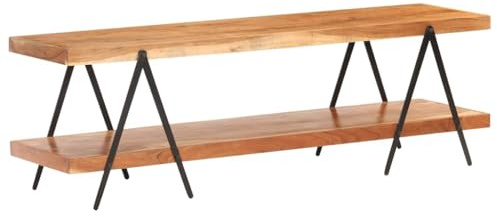 XHNIFBN TV Lowboard 160x40x50 cm Massiv Akazie & Eisen Industrial Design Vintage Look 2 Regale Fernsehschrank Modern für Wohnzimmer Büro und Flur