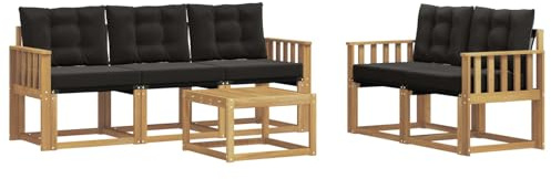 vidaXL Outdoor-Sofagarnitur mit Kissen 6 pcs Weiß und Schwarz, Gartenmöbel, modernes Ecksofa, langlebige Terrassen-Sitze, stilvolle Lounge für deinen Outdoor-Bereich