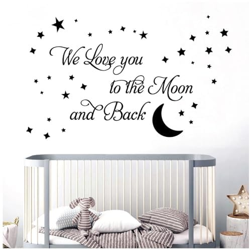 Wandtattoo, Motiv We Love You To The Moon And Back, Vinyl, Schwarz