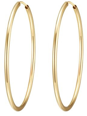 Rafaela Donata Damen-Creolen 925 Sterling Silber 40mm rund gelbvergoldet - Basic Ohrringe für Damen Silberohrcreolen Groß