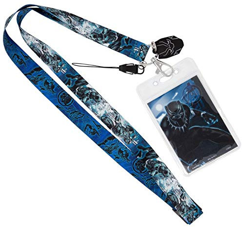 Marvel 68947 Black Panther Lanyard with Screen Cleaner Charm, Multi Color