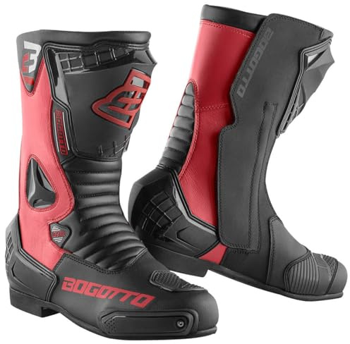 Bogotto Losail Stivali Moto, nero/rosso, 48