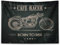 ABAKUHAUS Motorrad Wandteppich, Born to Die Worte aus Weiches Mikrofaser Stoff Waschbar ohne Verblassen Digitaldruck, 150 x 110 cm, Dunkelgrün Warmes Taupe