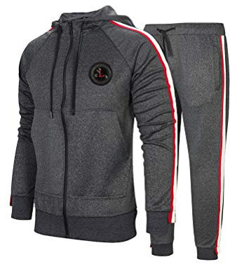 FTCayanz Herren Trainingsanzug Jogginganzug Sportanzug Männer Jogging Anzug Sweatshirt Hose 2-Dunkelgrau L