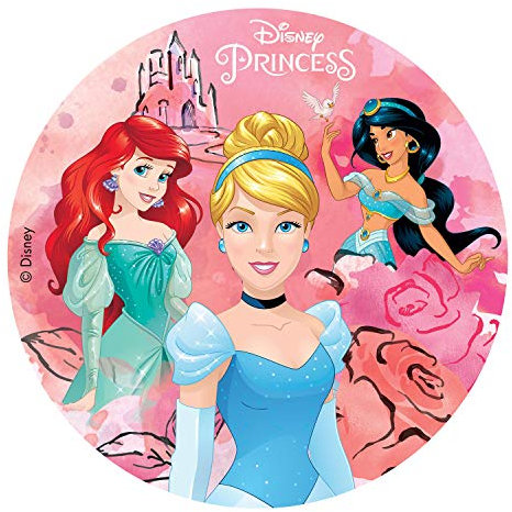 Dekora 236037 Disney Prinzessinnen Tortenaufleger aus zuckerfreiem Esspapier-20 cm, Rosa, 20 cm
