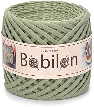 T-Shirt-Garn, Fettuccine-Spaghetti-Knäuel, Bio-Baumwolle, zum Häkeln, Stricken, für Makramee, 3–5 mm, olivgrün