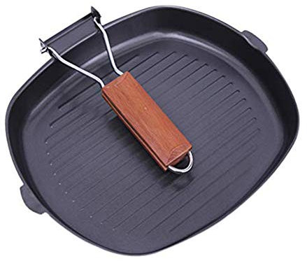 BSTOB Sartén para Parrilla de inducción de 24 cm, sartén Antiadherente para bistec, Pescado y Barbacoa, sartén Plegable con fácil Drenaje de Grasa