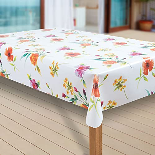 laro Wachstuch-Tischdecke Abwaschbar Garten-Tischdecke Wachstischdecke PVC Plastik-Tischdecken Eckig Meterware Wasserabweisend Abwischbar |70|, Muster:Sommer Blumen Mix, Größe:100x160 cm