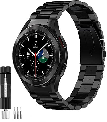SPGUARD Edelstahl Metall Ersatzarmband Kompatibel mit Samsung Galaxy Watch 7/6/5/4 40mm/44mm,Smartwatch Armband Kompatibel mit Galaxy Watch 6 Classic 47mm 43mm,Rostfreie Stähle No Gap Band(Schwarz)