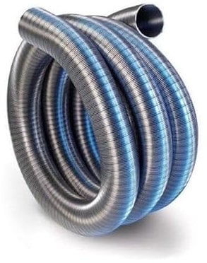 Great Britain Chimney Flue Liner - Stainless Steel Flexible Multi Fuel Pipe - 125mm, 7m, Silver, Acid Resistant Steel, Heats Approved, Flexible, Suitable for Existing Chimneys