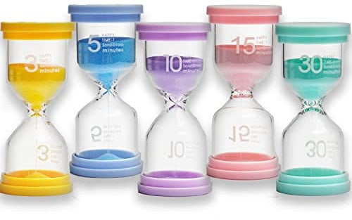 Sanduhren Set, Sanduhren Set für Kinder, Buntes Sanduhren Set Eieruhren 3/5/10/15/30 Minuten Glas Timer, Macaron-Farbe, Klassenzimmer Spiel Küche Zuhause Büro Dekoration, 5 Stück…