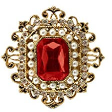 Perfeclan Broche de de Dame en Cristal émeraude Rétro Victorien, Rouge