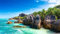 Acryl-Bild 70 x 40 cm: Anse Source DArgent - der schönste Strand der Seychellen. Insel La Digue, Seychellen (184706720)