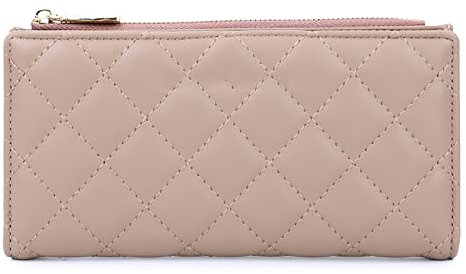 Portefeuille pour femme en cuir à deux volets avec porte-monnaie et porte-cartes de crédit - Végétalien - Avec fermeture éclair, beige