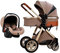 TXTC 2-in-1-Kinderwagen mit hoher Landschaft und Wickeltasche Umbaubarer Stubenwagen Stroller,Reise Buggy mit übergroßem Verdeck, für Jungen und Mädchen von 0–3 Jahren (Color : Khaki)