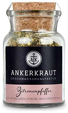 Ankerkraut Zitronenpfeffer, 85g im Korkenglas, Pfeffer-Mischung Zitrus Frische-Kick, Einfach Kochen mit Geschmack & Aroma