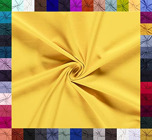 0,5m Baumwoll-Jersey uni 8% Elasthan Baumwollstoff elastisch Meterware Jersey-Stoff Oeko-Tex Kl 1, Farbe:zitronengelb