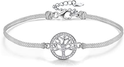 Viwind Frauen Armband 925 Sterling Silber Lebensbaum Armband Zirkonia verstellbar Mädchen Mama Jahrestag Geburtstag Freundschaft Familie Schmuck