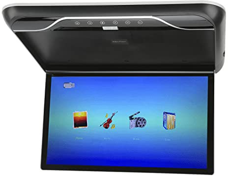 Convertitore di Uscita di Linea丨 Display per Monitor da Soffitto per Auto 19 Pollici 丨 Monitor LCD da 19 Pollici per Montaggio Sul Tetto Dell'auto Flip Down 1080P 16 Colori Touch Control(Nero)