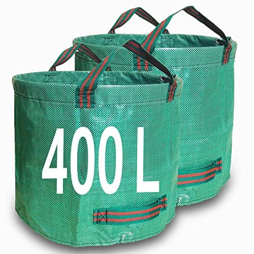 Singwow Heavy Duty Garden Bags, Reusable Sacks with Handles, Ideal for Collecting Waste, Leaves (400L x 2)