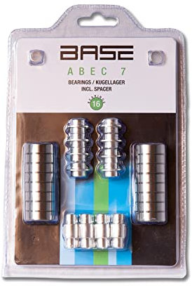 BASE Kugellager ABEC 7 inkl. Spacer, 16er Blister Pack, ideal für Inline-Skates, Skateboards und Roller