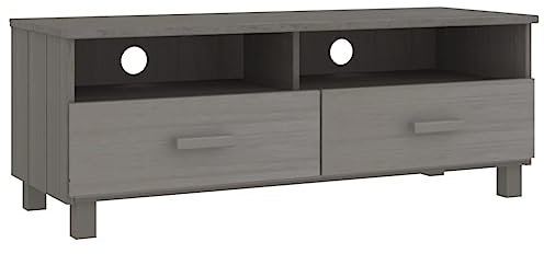 vidaXL Meuble TV Armoire Basse de Salle de Séjour Centres de Divertissement Meuble de Rangement Gris Clair 106x40x40 cm Bois de Pin Solide