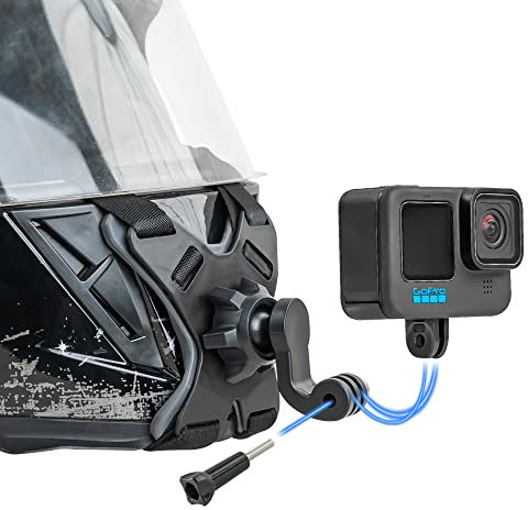 SUREWO Motorcycle Helmet Chin Strap Mount Compatible with GoPro Hero 13,12,11,10, 9, 8, 7, (2018), 6 5,DJI Osmo Action 5 Pro/4/3, AKASO, SJCAM and Most Action Cameras